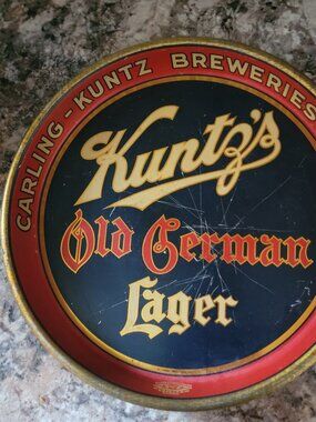 Vintage Kuntz's Old German Lager Metal Beer Serving Tray-Circa 1930s